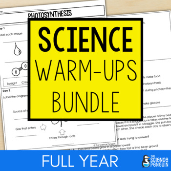 Preview of Science Warmups Worksheets | 4th grade 5th grade Morning Work Warm Up NGSS TEKS
