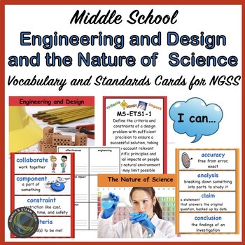 Preview of Science Dictionary for Middle School: Engineering and Design Vocabulary Cards 