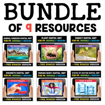 Preview of Science Digital Activities for Google and Seesaw Bundle + FREE Spanish