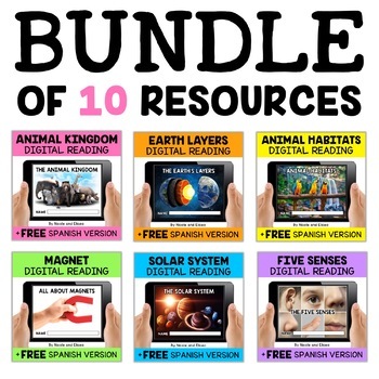 Preview of Digital Science Reading Comprehension Activities Bundle + FREE Spanish