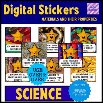 Preview of Science Digital Stickers - Materials And Their Properties - Physical Science