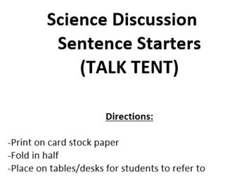 Preview of Science Discussion Sentence Starters (Editable version)