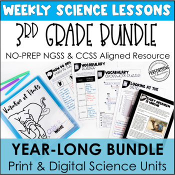 Preview of 3rd Grade Science Worksheets | Year-Long Bundle | With Reading Passages