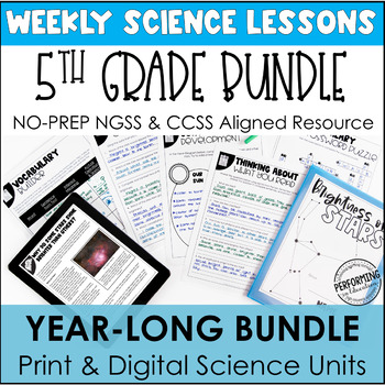 Preview of 5th Grade Science Worksheets | Year-Long Bundle | With Reading Passages