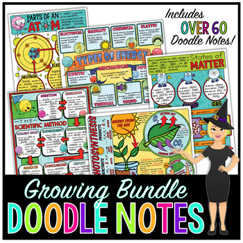 Preview of Science Doodle Notes Growing Bundle