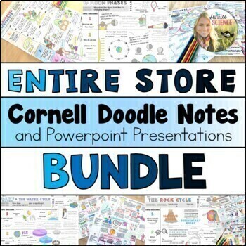 Preview of Science Doodle Notes | Physical Life Earth Space | Middle School | Cornell Notes