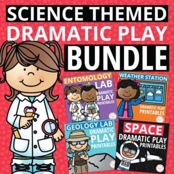 Preview of Science Dramatic Play Bundle Printables for Fun Preschool Science Pretend Play