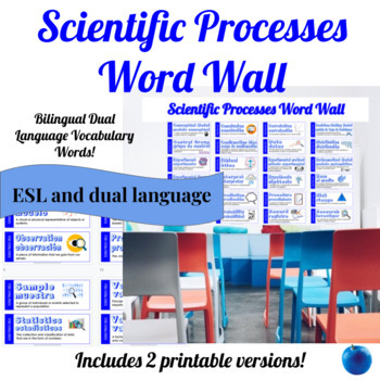 Preview of Science Dual Language ESL Word Wall || Science Processes || Two Versions!