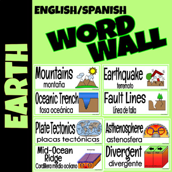 Preview of Science EARTH Word Wall Vocabulary Cards [ENGLISH/SPANISH]