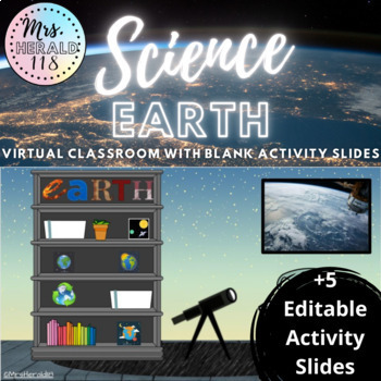 Preview of Science Earth Themed Virtual Classroom Template for Bitmoji™ and Google Slides™