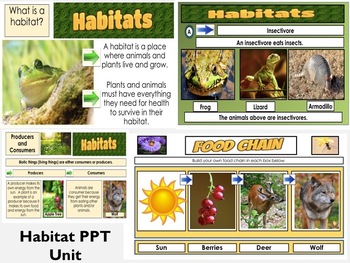 Science Education - Habitat Powerpoint - Food Chains, Animal Adaptations,  PPT