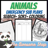 Science Emergency Sub Plans MEGA Animal Word Search, Sort 