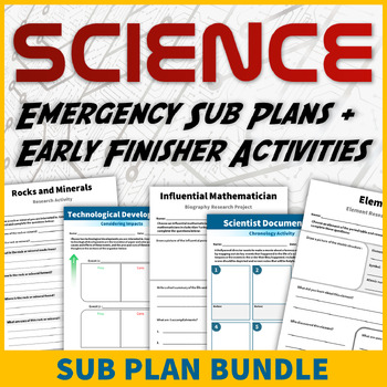 Preview of Science Emergency Sub Plans and STEM Fast Finisher Activities Bundle