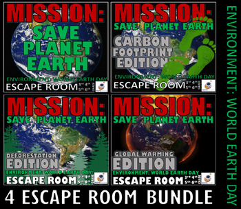 Preview of Science - Environment: Earth Day Escape Room Bundle: 38 Challenges, Key
