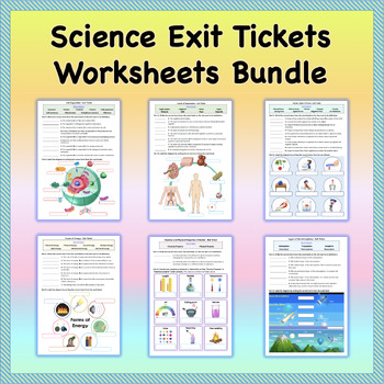 Preview of Science Exit Tickets Worksheets Bundle - Printable PDFs and Easel Activities