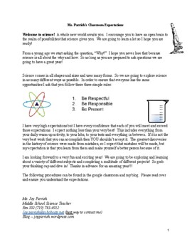 Preview of Science Expectations- Policies and Procedures- for Middle School