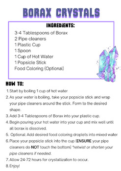 Preview of Science Experiment- Borax Crystals