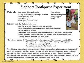 Science Experiment: Elephant Toothpaste by STEM To STEAM Trio | TpT