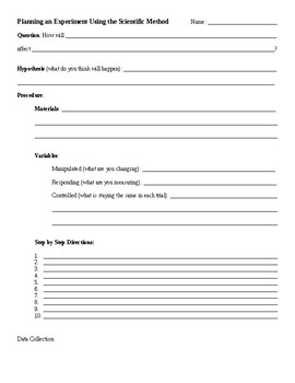 FREEBIE! Science Experiment Planning Template by Casey Classroom Creations