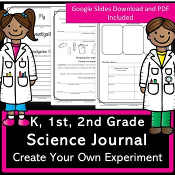 Preview of Science Experiment Journal Template | Digital Or Print | Grades K, 1st, 2nd