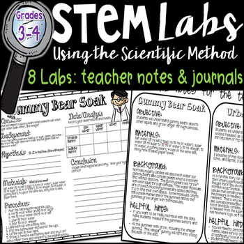 Preview of STEM Scientific Method Experiment Labs Grades 3-4