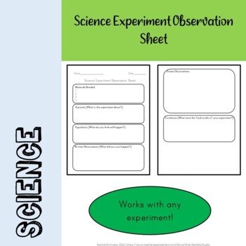 Preview of Science Experiment Observation Sheet