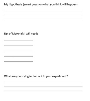 Preview of Science Experiment Template for Activities: Grades 2 - 6