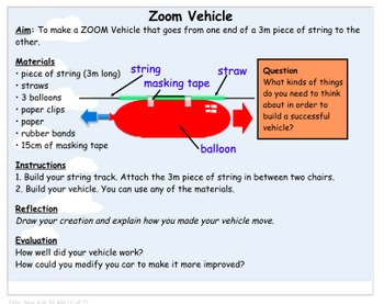 Preview of Science Experiment - Zoom Vehicle