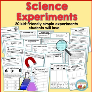 Preview of Science Experiments Kindergarten, 1st grade, 2nd grade-Recording Sheets-Simple