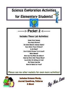 Preview of Science Exploration Activities for Elementary Students-Packet 2 of 3