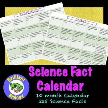 Preview of Science Fact Calendar