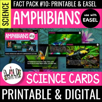 Preview of Science Fact Pack 10: Amphibians Printable Task Cards & Assessment