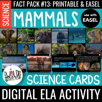 Preview of Science Fact Pack 13: Mammals Printable Task Cards & Assessment