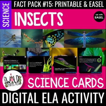 Preview of Science Fact Pack 15: Insects Printable Task Cards & Assessment