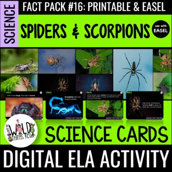 Preview of Science Fact Pack 16: Spiders & Scorpions Printable Task Cards & Assessment