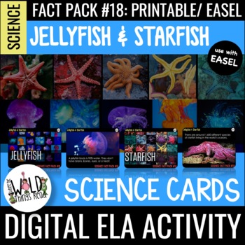 Preview of Science Fact Pack 18: Jellyfish & Starfish Printable Task Cards & Assessment