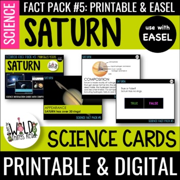 Preview of Science Fact Pack 5: Saturn Printable Task Cards & Assessment