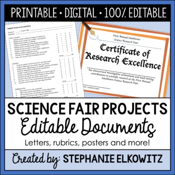 Preview of Science Fair Assistant: Letters, Rubrics, Timelines and more | 100% Editable