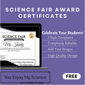 Preview of Science Fair Award Certificates - Editable/Customizable