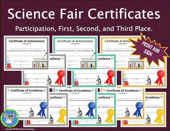 Preview of Science Fair Award Certificates | Print and Handwrite