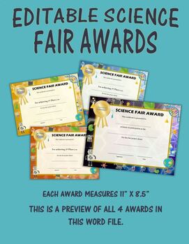 Preview of Science Fair Award - EDITABLE