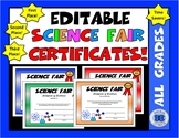 Science Fair Certificates - Editable