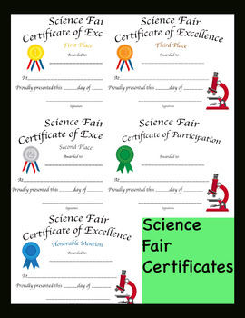 Preview of Science Fair Certificates