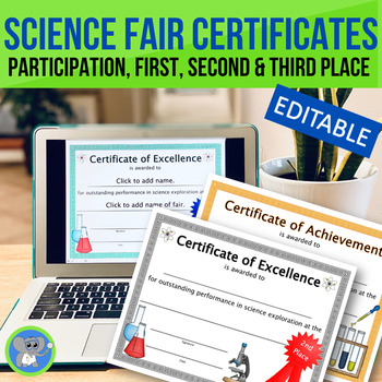 Preview of Science Fair Award Certificates | Editable
