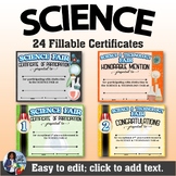 Science, Stem  and Technology Fair  Certificates