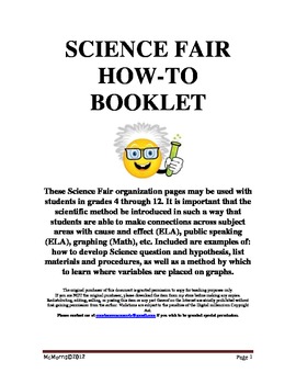 Preview of Science Fair How-To Booklet