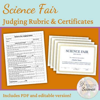 Preview of Science Fair Judging Rubric and Award Certificates
