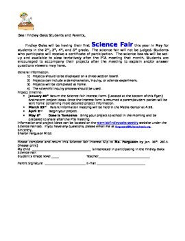 Preview of Science Fair Parent Letter