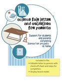 Science Fair Parent Letter & At Home Project Checklist