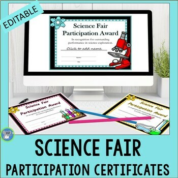 Preview of Science Fair Or End Of Year Award Certificates | Editable